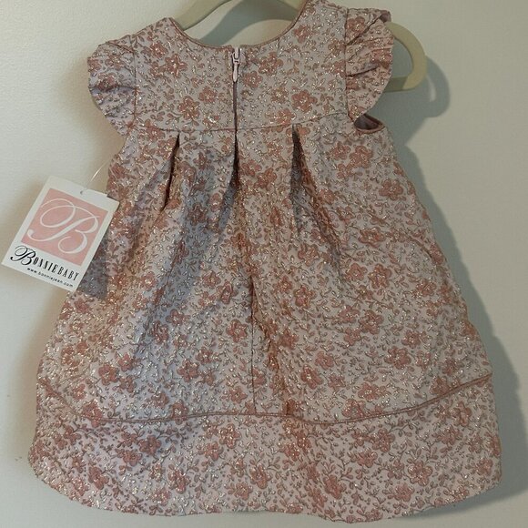 Bonnie Baby Bow Party Dress Pink and Gold Metalic Toddler Girls 18m - Picture 2 of 3